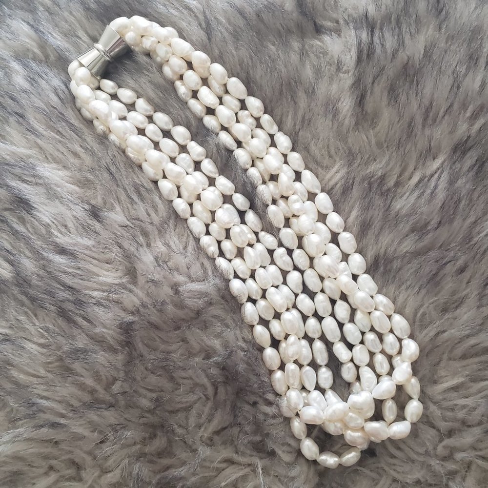 4 Strand White Freshwater Pearl Necklace - NWOT